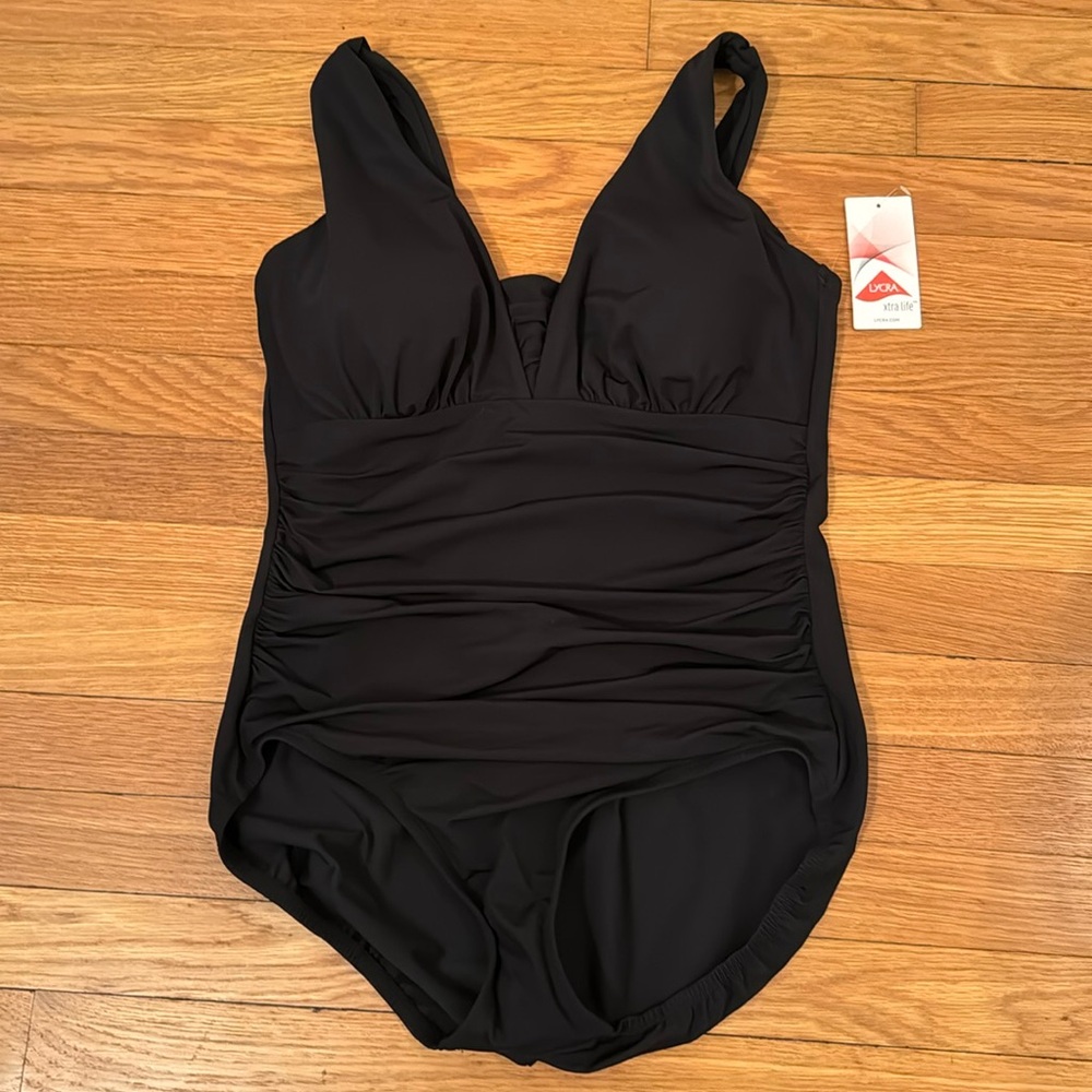Lands End Slendersuit Grecian Bathing Suit 14D NWT